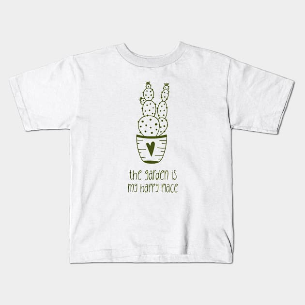 The Garden Is My Happy Place Kids T-Shirt by Print Horizon